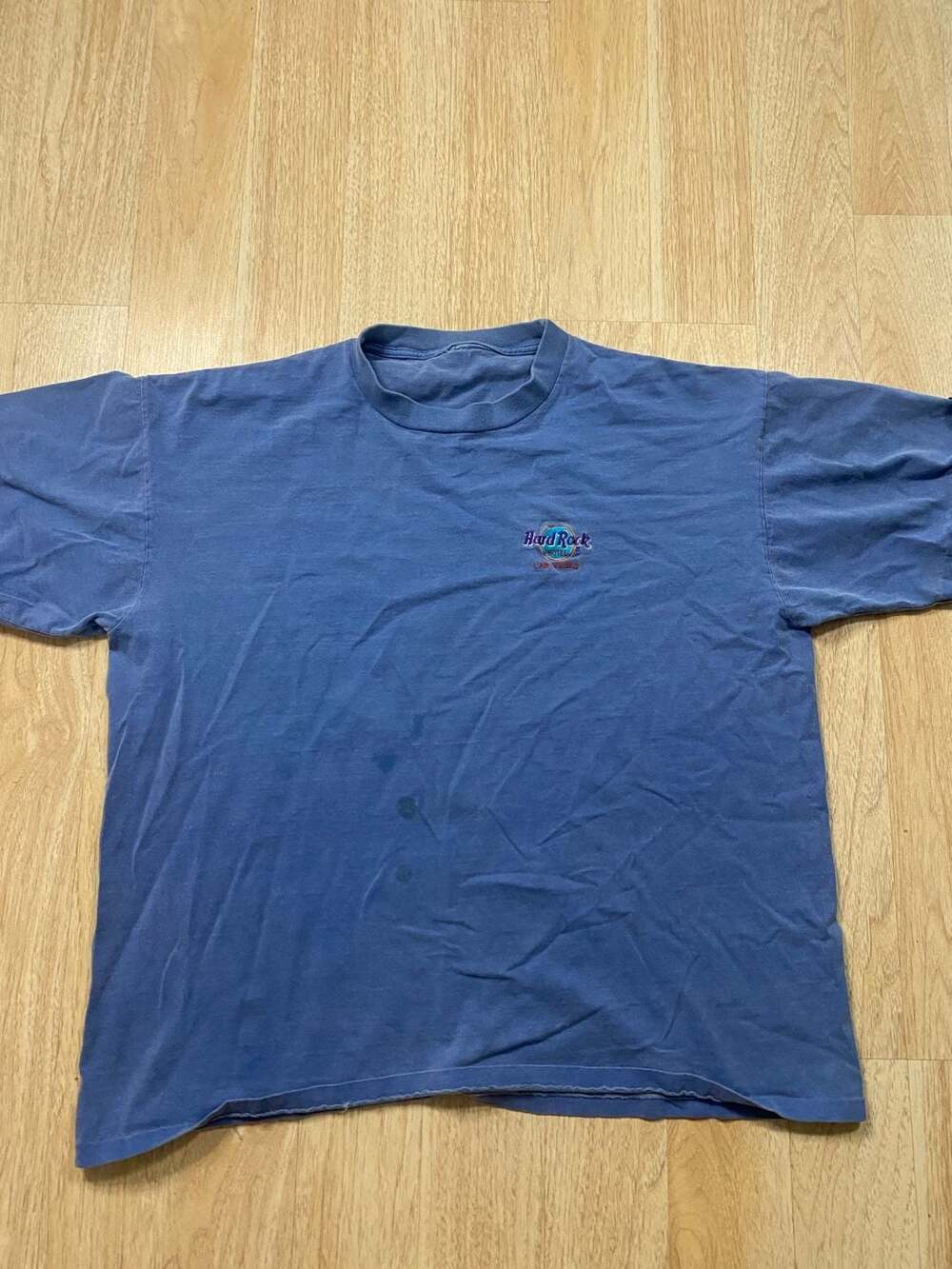 Vintage Hard Rock Hotel Las Vegas Embroidered Logo Blue T-Shirt